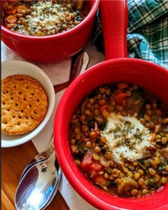 Spezzatino di lenticchie e melanzane