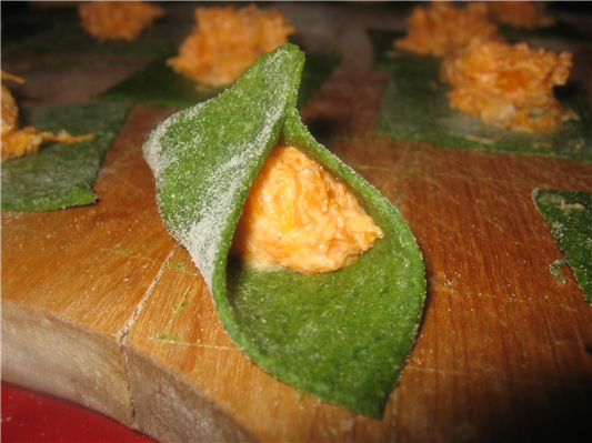 fagottini di spinaci ripieni di zucca