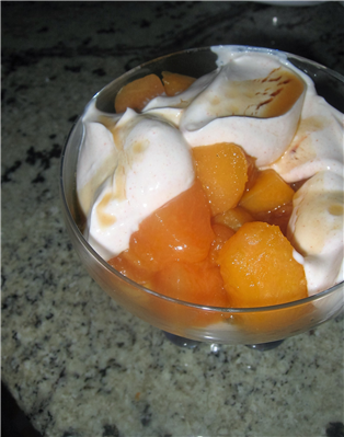 melone caramellato con   yogurt al pimento