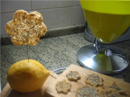 sfoglie di parmigiano con semi di papavero e sesamo