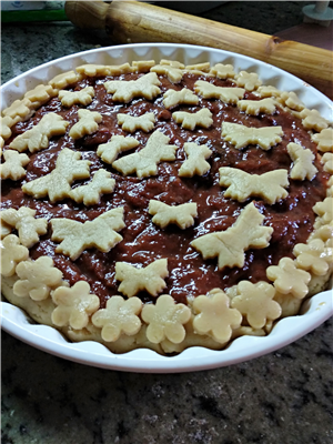 crostata di grano duro all,olio di oliva ricotta, fichi secchi  e noci